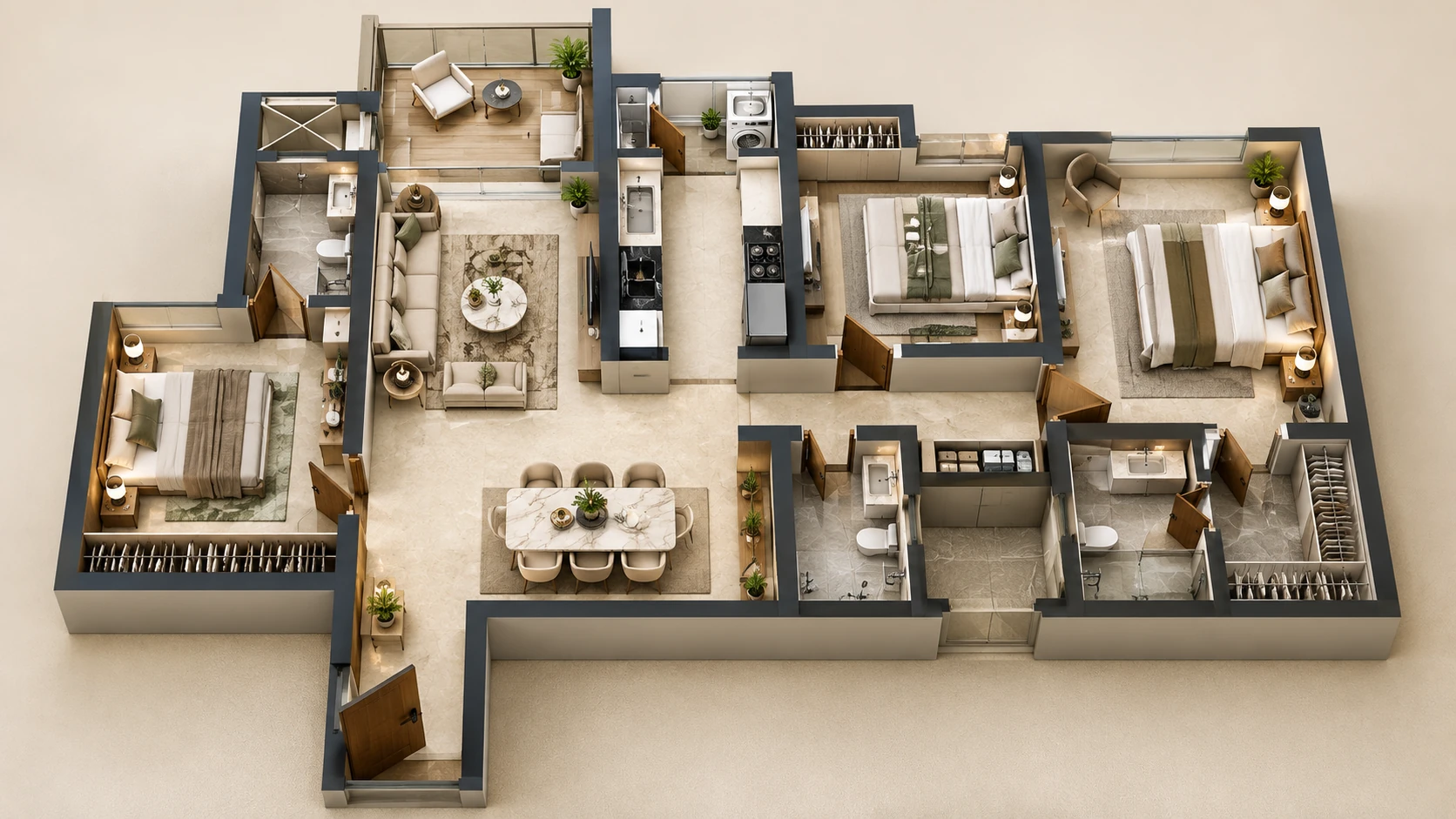 Navin's Krishna Cove Floor Plan 2 BHK