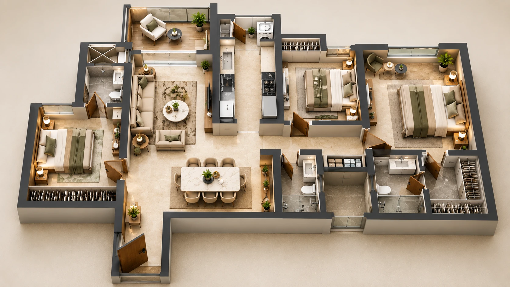 Navin's Krishna Cove Floor Plan 3 BHK