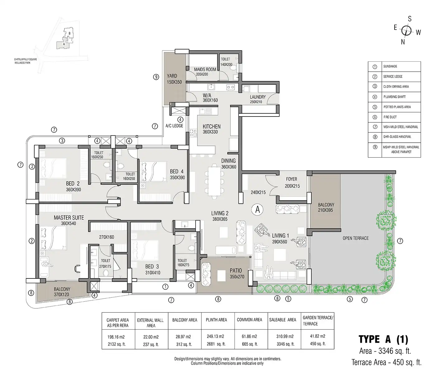 TVS Emerald Avalon 3 BHK Apartment Layout